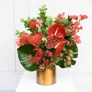 Christmas Arrangement in Gold Pot